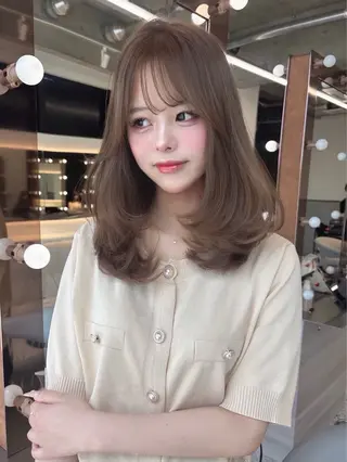ミディアム カラー 🤍韓国ワンホンヘア ayaha🤍のヘアスタイル