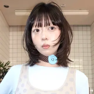 ミディアム カラー レイヤーカット ボブ 渋谷のヘアスタイル