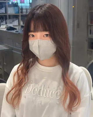 ロング カラー ブリーチなしwカラー メンズパーマ新居見のヘアスタイル