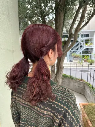 ミディアム カラー パーマ ヘアアレンジ fiorista岡田 まゆこのヘアスタイル