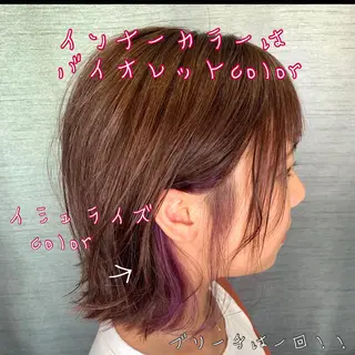 ミディアム カラー パーマ ヘアアレンジ ネイル マツエク・マツパ ボブ、縮毛矯正👑 心斎橋/高城涼也のヘアスタイル