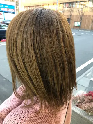 ミディアム カラー 縮毛矯正 髪質改善 韓国風レイヤー 吉田のヘアスタイル