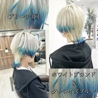 ショート カラー 雅/ダブルカラー/ 白髪ぼかしハイライトのヘアスタイル