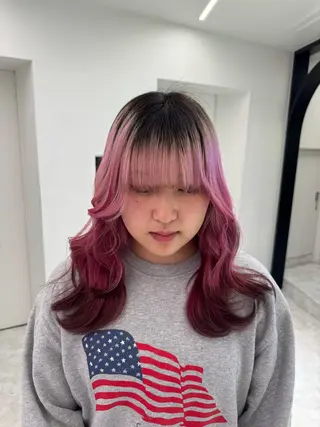ロング カラー ヘアアレンジ ウルフカット×ハイ トーン職人🤍ゆうひのヘアスタイル
