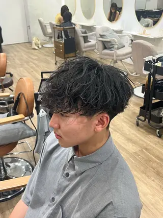 ミディアム カラー パーマ ヘアアレンジ メンズ メンズカット/ ＆ 髙下 幹大のヘアスタイル