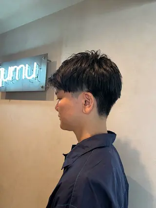 ショート メンズ 艶ボブ🤎ボブパーマ 透明感カラー\メンズのヘアスタイル