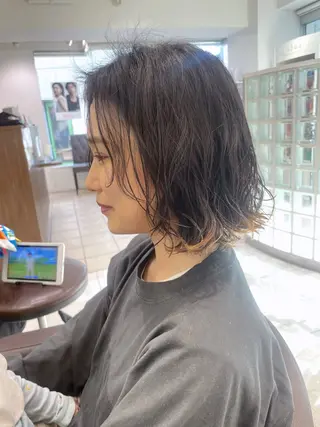 ミディアム パーマ 店長福島成美/髪質 改善縮毛矯正/カラーのヘアスタイル