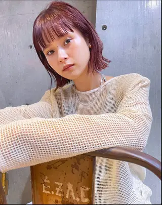 セミロング カラー 暖色カラー/ピンク カラー/HARUKAのヘアスタイル