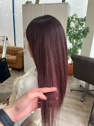 ロング カラー ショートボブモデル縮 毛艶髪津田パーマのヘアスタイル