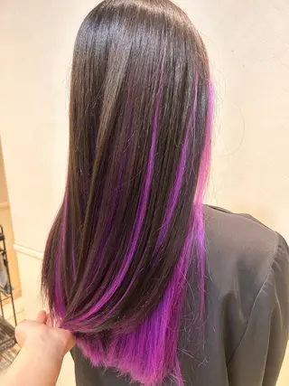 ロング カラー 生活が楽になる縮毛/ ブリーチなしレッドのヘアスタイル