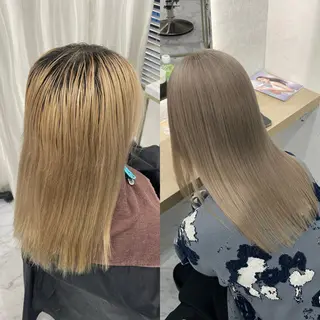 ミディアム カラー youres hair 新宿3丁目店所属・🍫ハイトーン✖︎ 髪質改善🍫柴田のヘアスタイル