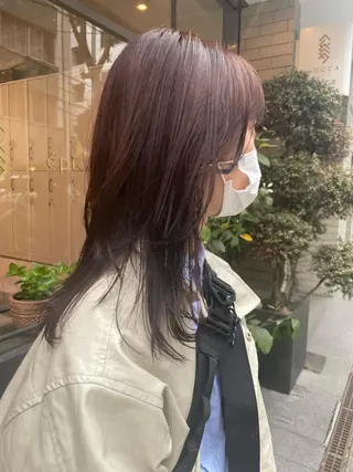 セミロング カラー ヘアアレンジ 韓国好き🇰🇷 美容師MIKUのヘアスタイル