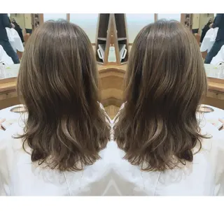 セミロング カラー 奥田 真二のヘアスタイル