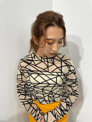 ロング カラー パーマ ヘアアレンジ 🎀 RIKAのヘアスタイル