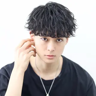 ミディアム カラー パーマ メンズ ハイトーン/メンズマ ッシュ/KYOHEIのヘアスタイル