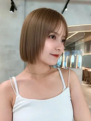 ショート カラー ヘアアレンジ 縮毛矯正🤍 盛れるボブ/ひかりのヘアスタイル