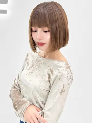 ショート カラー ヘアアレンジ 縮毛矯正🤍 盛れるボブ/ひかりのヘアスタイル