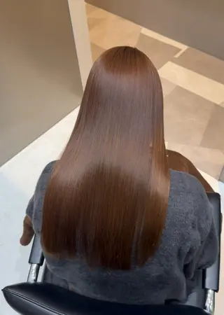 ロング 縮毛矯正クロスパーマ 益子達也のヘアスタイル