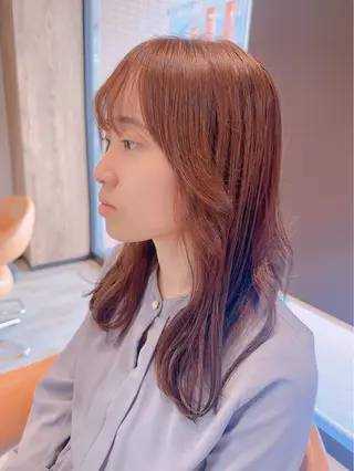 セミロング カラー 髪質改善&ストレート ✂︎鈴木青樹のヘアスタイル
