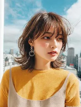 ミディアム 絶対可愛い暖色カラー 🌷うる艶🌷結奈✨のヘアスタイル