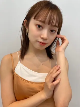 ミディアム ハルカ 透明感カラー 美髪縮毛矯正🥣のヘアスタイル
