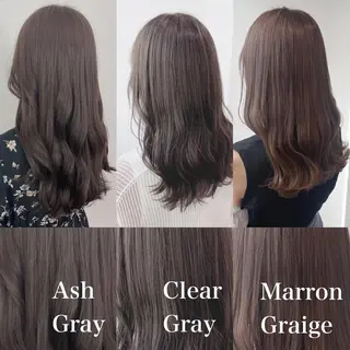 セミロング カラー 暗髪🩶ラベンダー/ ブルー/ユウナ🤍のヘアスタイル