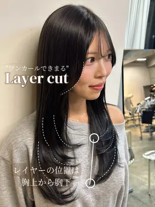 ミディアム レイヤーカット/ 透明感カラー/真菜のヘアスタイル