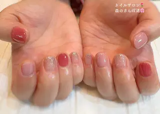 ネイル ショートネイル 森のさんぽ道のネイルデザイン