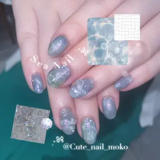 ネイル ️🫧もこ 艶感ネイル🫧のネイルデザイン