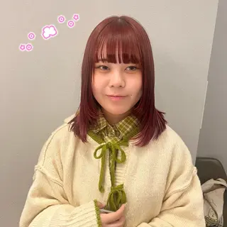 ミディアム カラー 顔周り/ガーリー /ヘアメ/あつはのヘアスタイル