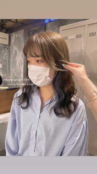 セミロング カラー パーマ ヘアアレンジ メンズ キッズ ネイル マツエク・マツパ アイブロウ 透明感カラー・レイヤ ー🎀amika🎀のヘアスタイル