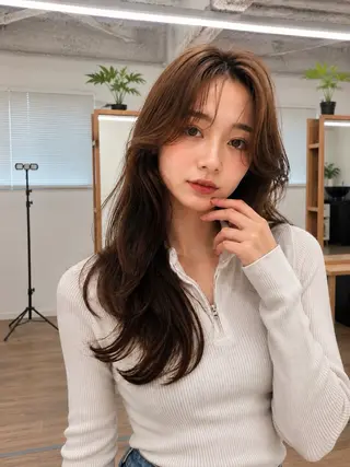 ロング カラー 韓国風×透明感カラー 髪質改善オタベシンヤのヘアスタイル