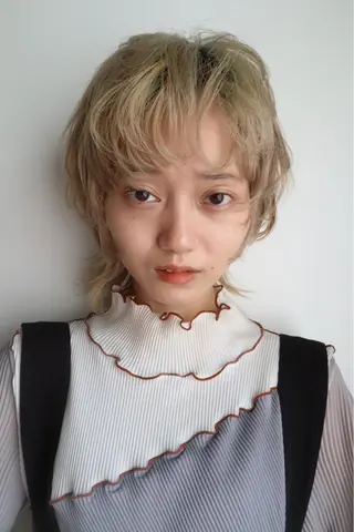 ショート カラー パーマ ヘアアレンジ メンズ キッズ ネイル マツエク・マツパ アイブロウ ウルフレイヤーカット /チヒロのヘアスタイル