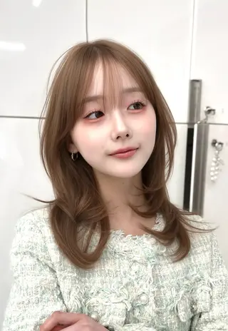 ロング カラー 透明感カラー✨🩵 韓国ヘアkanatoのヘアスタイル
