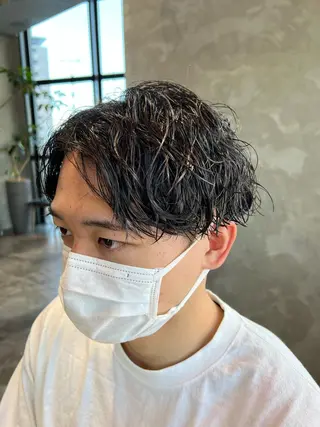 ショート パーマ メンズ 波巻きスパイラルパー マ/シャドウパーマ駿のヘアスタイル