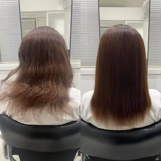 セミロング レイヤーと縮毛矯正で 飯食ってる人のヘアスタイル