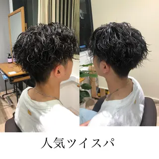ショート カラー パーマ メンズ 関西センターパート メンズモデル募集のヘアスタイル