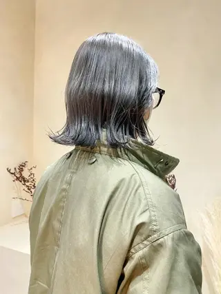 ミディアム カラー ボブ/ミニボブ 透明感カラーkadoのヘアスタイル