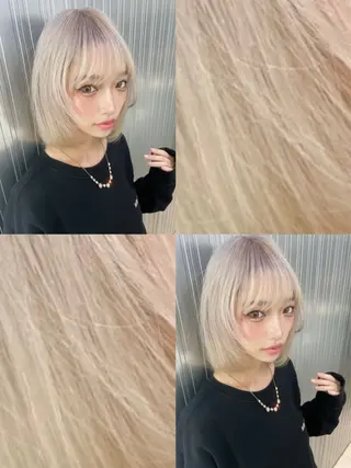 ミディアム カラー 表参道/ハイライト バレイヤージュのヘアスタイル