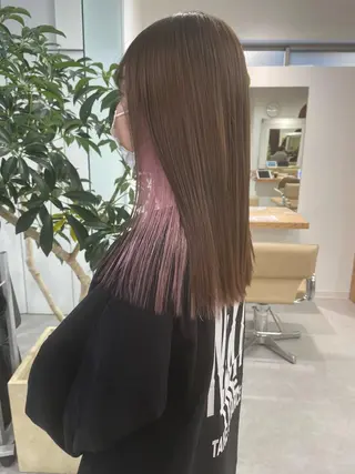 ロング カラー ダブルカラー,透け カラーHINARIのヘアスタイル