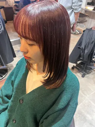 ミディアム カラー ヘアアレンジ 境 あいみのヘアスタイル