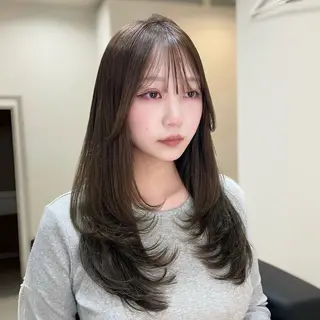 ロング カラー HINA🎀韓国ヘア エクステ/小顔カットのヘアスタイル