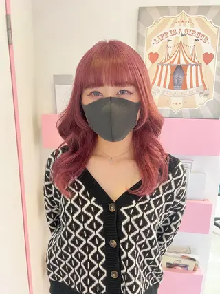 セミロング カラー 🎀ダブルカラー/ ピンク×ガーリー🎀のヘアスタイル