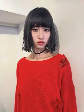 ミディアム カラー ボブ/透明感カラー Fukaのヘアスタイル
