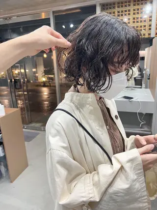 ショート パーマ ボブパーマコテ巻き風 パーマNo1深江秀平のヘアスタイル