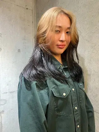 セミロング カラー ハイトーン/顔まわり レイヤー/YUKAのヘアスタイル