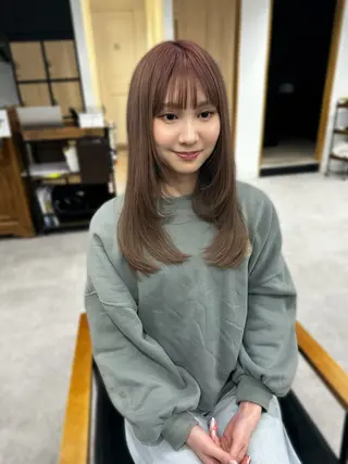 ロング カラー パーマ ヘアアレンジ メンズ キッズ レイヤーカット 🌿透け感カラーのヘアスタイル