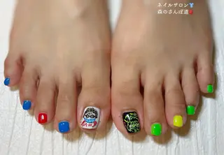 ネイル ショートネイル 森のさんぽ道のネイルデザイン