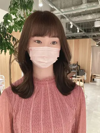 セミロング カラー スキバサミを使わない カット🌼唯🌼のヘアスタイル