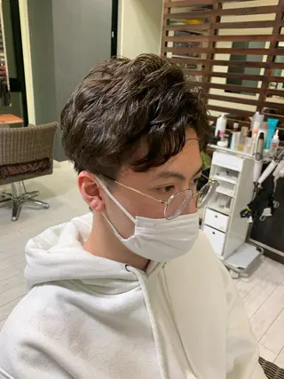 ミディアム パーマ メンズ マルナ本店 ペコのヘアスタイル